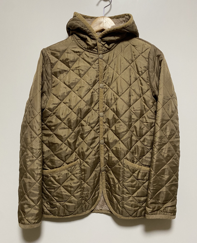 美品★THE SMOCK SHOP ザスモックショップ 裏ボア 裏ファー キルティングジャケット S ベージュ カーキ フード付き拍卖