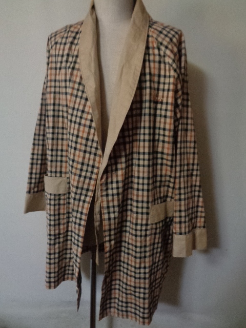 ダックス DAKS ロング ガウンコート ルームコート ハウスチェック柄 部屋着 sizeL メンズ拍卖