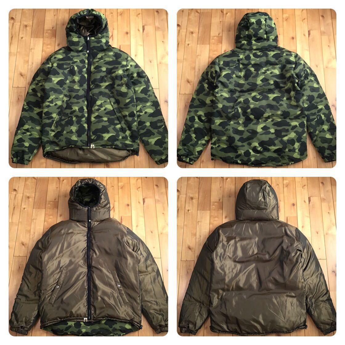 ★リバーシブル★ ダウンジャケット XLサイズ a bathing ape BAPE camo zip hoodie down jacket エイプ ベイプ パーカー NIGO 迷彩 i71拍卖