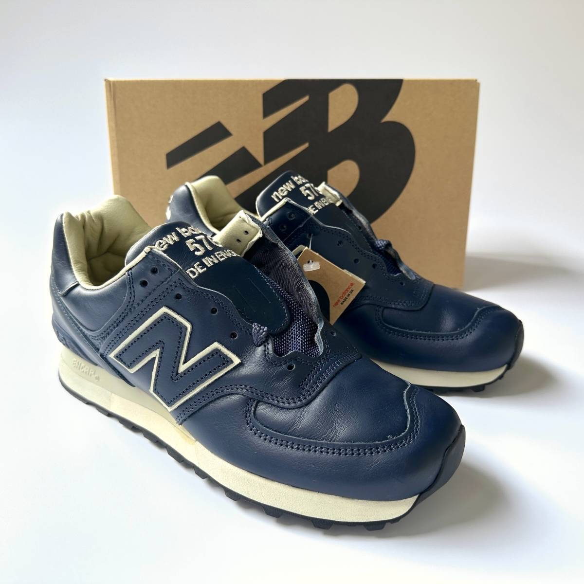 END.購入 オールレザー UK製 NEW BALANCE OU576LNN NAVY US7.5 25.5cm M576OG イギリス英国製 NB ネイビー 紺 スニーカー MADE IN ENGLAND拍卖