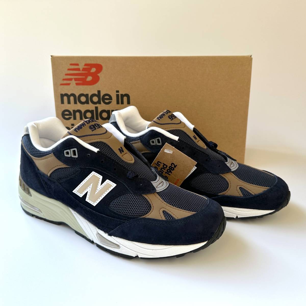 UK製 NEW BALANCE M991DNB ダークネイビー×ブラウンベージュ US7.5 25.5cm M991v1 イギリス英国製 スウェード スニーカー MADE IN ENGLAND拍卖