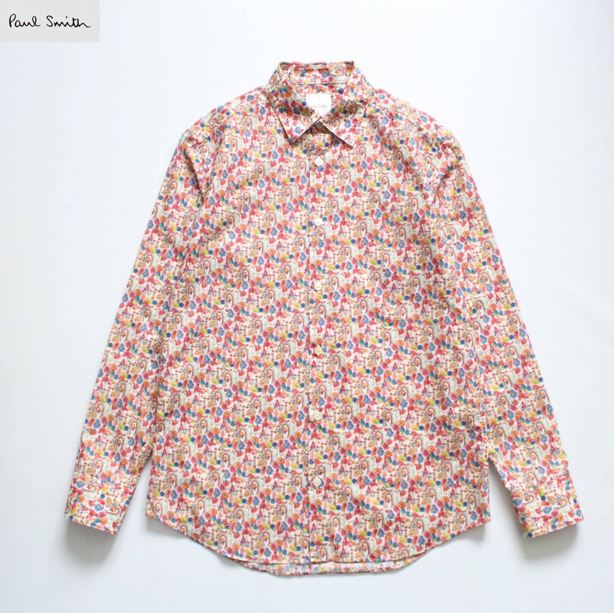 【 Paul Smith ポールスミス 】RAINBOW BOTANICAL PRINT SHIRTS レインボー ボタニカル プリント 長袖 シャツ S 173319 916M 定価¥22,000拍卖