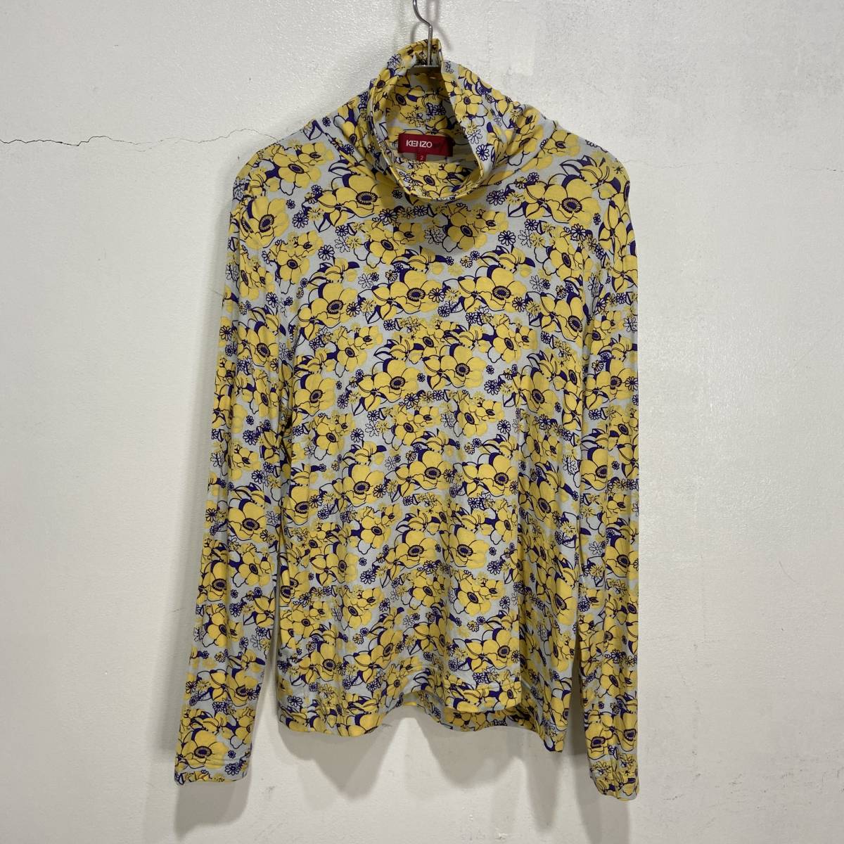 送料無料☆KENZO golf☆ケンゾー☆タートルネックカットソー☆花柄☆フラワー☆イエロー系☆レディース2☆M相当☆A24M拍卖
