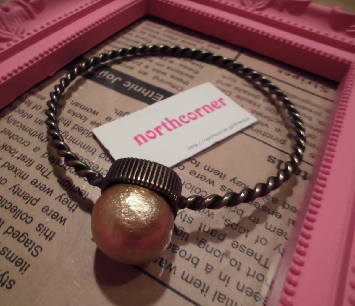 即決☆定価5250円☆ ノースコーナー ゴールドベージュ系 ☆ コットンパール 一粒 バングル♪拍卖