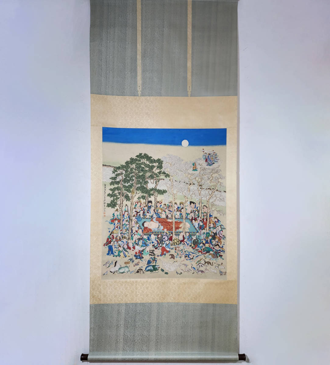 古美術 掛け軸 中国・近現代 張大千書 「涅槃図」 紙本 立軸 書道 巻き物 真筆逸品 肉筆保証 唐物 古画 LT-24071拍卖