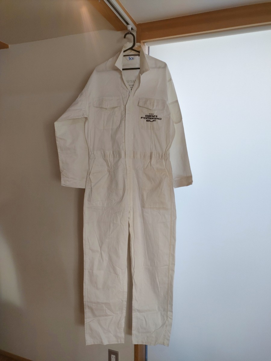 ☆レア☆ いすゞ エルフトラック GIGA FORWARD ELF つなぎ 作業着 3L 薄手 白 ホワイト 車 整備 トラック拍卖