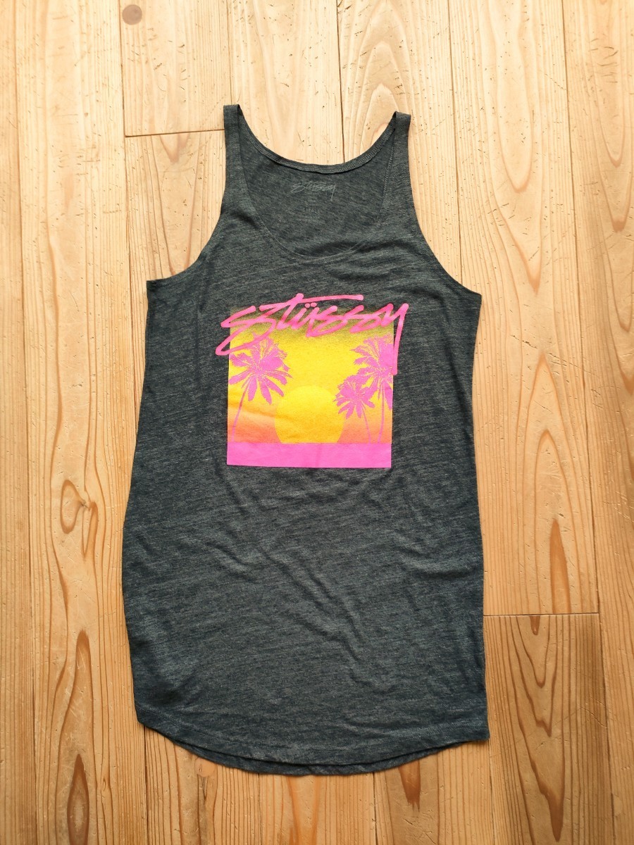 【送料★185円】STUSSY ステューシー ロゴ レディース タンクトップ Sサイズ MADE IN USA アメリカ製 ノースリーブ キャミソール拍卖
