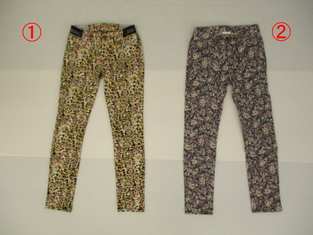 【お買得!】★スキニーパンツ&レギンスパンツMサイズセット★on the couch・LOWRYS FARM マルチカラー/迷彩風/カモフラ・グレー系地/花柄拍卖