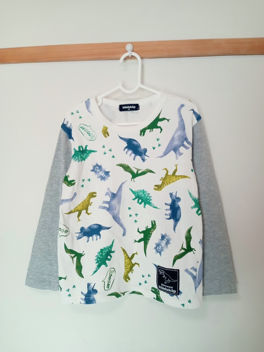 kladskap(クレードスコープ)ステンシル風 恐竜柄 長袖 Tシャツ 120拍卖