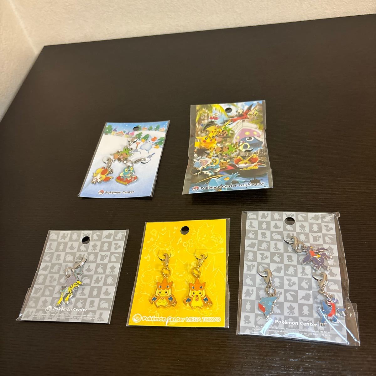 ポケモンセンター メタルチャーム 5個 未使用 ガバイト メガリザードン ポンチョ ライコウ フォッコ 御三家 マーイーカ 他 キーホルダー拍卖