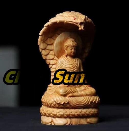 特売!仏教美術 精密彫刻 鎮宅辟邪 仏像 手彫り 木彫仏像 崖柏木 蛇仏立像★高さ約12cm拍卖