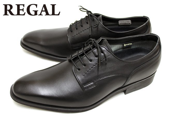 【新品】20%OFF☆ REGAL リーガル 34HR BB 【雨の日も安心】 GORE-TEX プレーントゥ 本革 ビジネスシューズ ブラック☆24.5cm拍卖