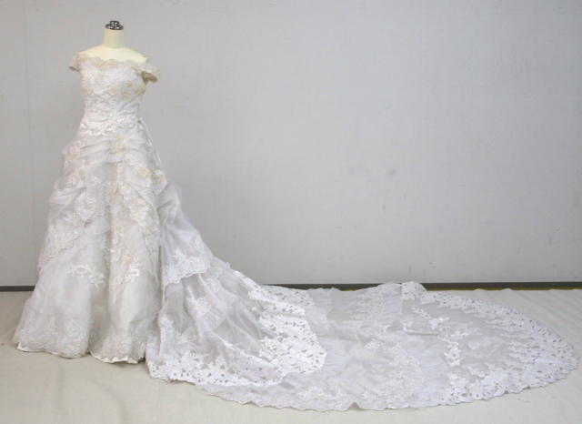 貸衣装処分品 0242 値下げ!ウエディングドレス 白 9号~13号 【中古】拍卖