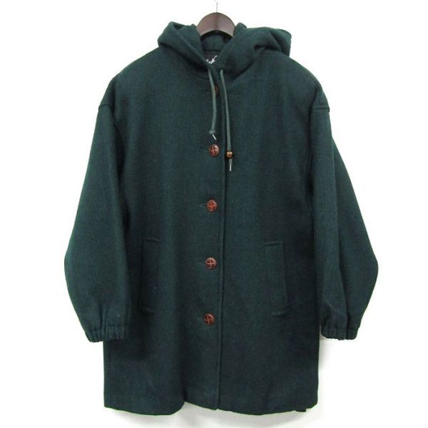 サイズ? レディース ウール フード ジャケット コート 肩パッド入り モス グリーン メキシコ製 古着 ビンテージ 3JA2606拍卖