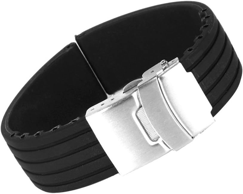 ★★時計バンド 交換ベルトシリコーンゴム 腕時計ストラップ 20mm ブラック拍卖