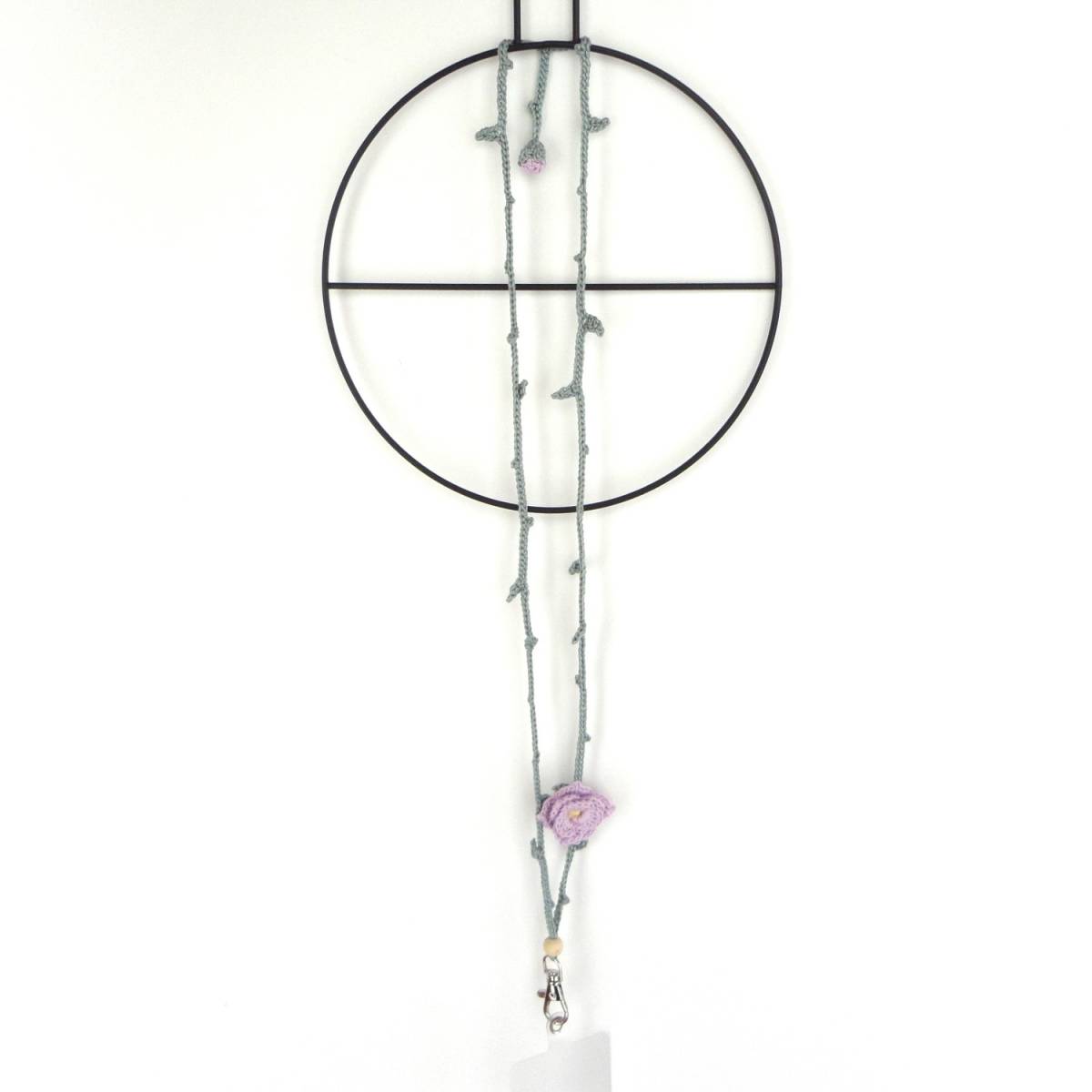 バラのスマホストラップ*PU*レース編み*ハンドメイド*ショルダー/ネックストラップ/スマホ*b467∴再販×4∴拍卖