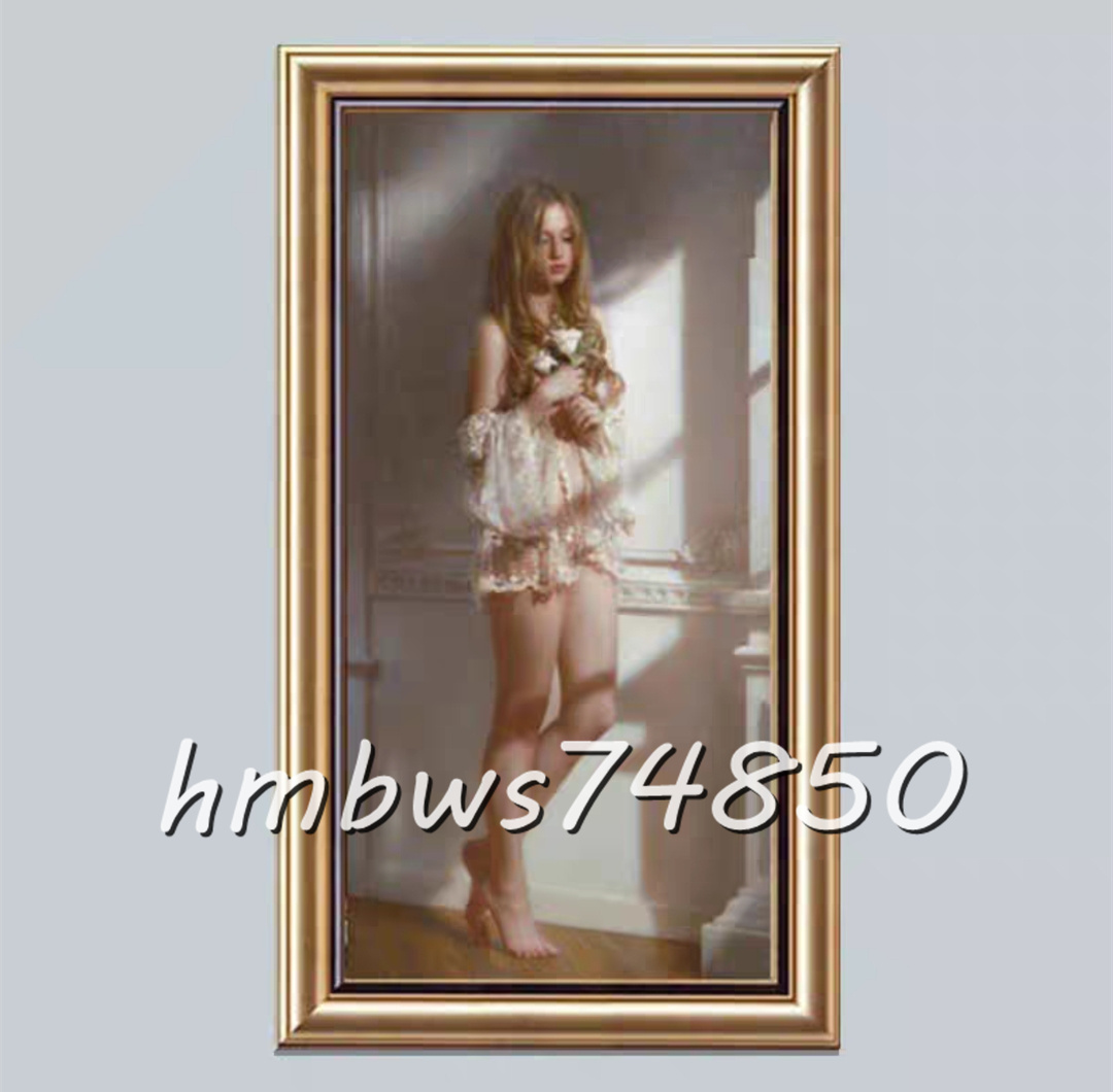 ☆美品◆美術品☆ 官能美女 人物画 油彩 絵画 寝室 装飾品 美人画 美女 額縁付き 40cm×70cm拍卖