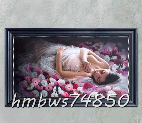 ☆美品◆美術品☆ 官能美女 人物画 絵画 美人画 美女 寝室 装飾品 額縁付き 40cm×80cm拍卖