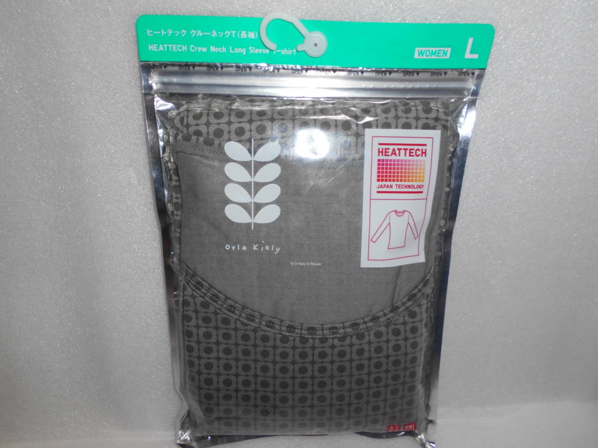 ①ユニクロ UNIQLO ヒートテック クルーネックT (長袖) ブラック Lサイズ WOMEN orla kiely オーラカイリー拍卖