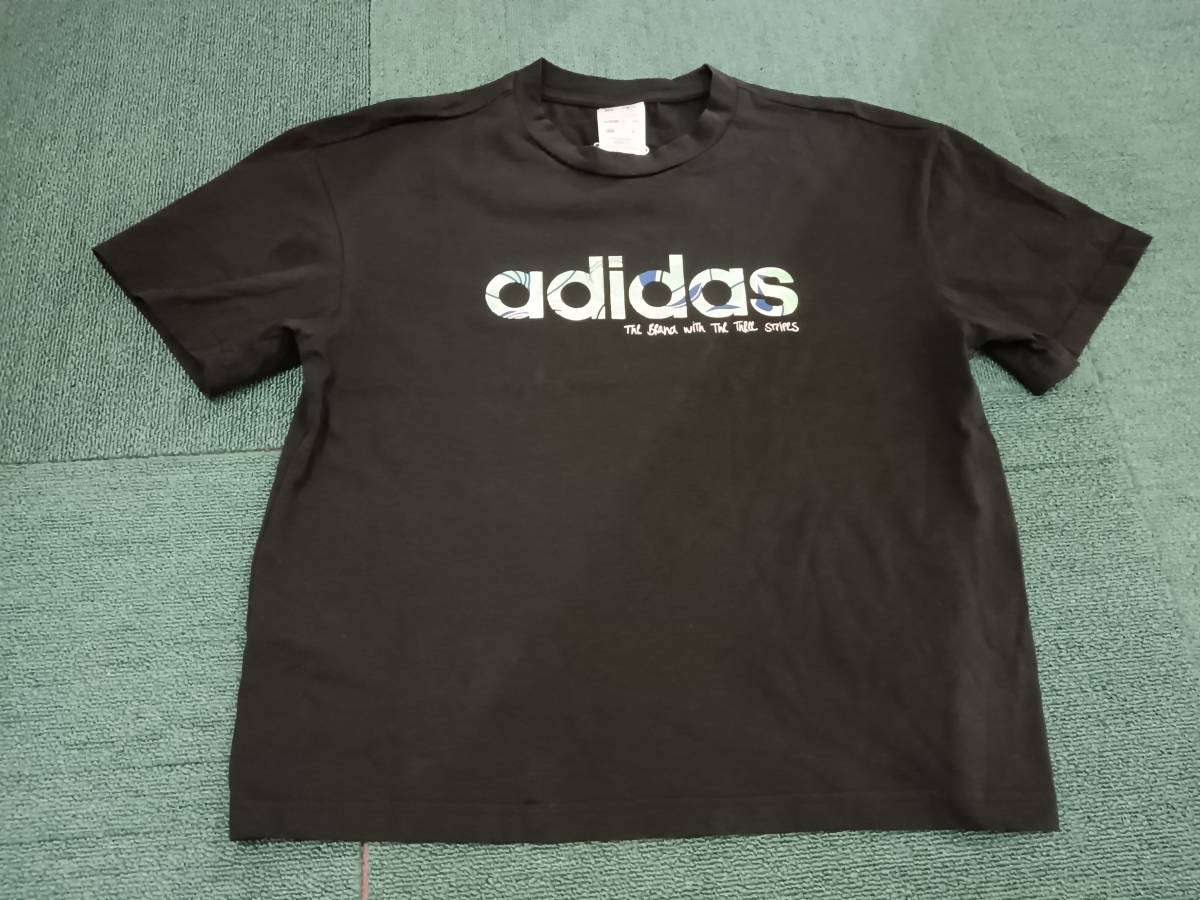 adidas アディダス クルーネック Tシャツ ブラック 綿 100% レディース 表記サイズ:M 160/84A拍卖