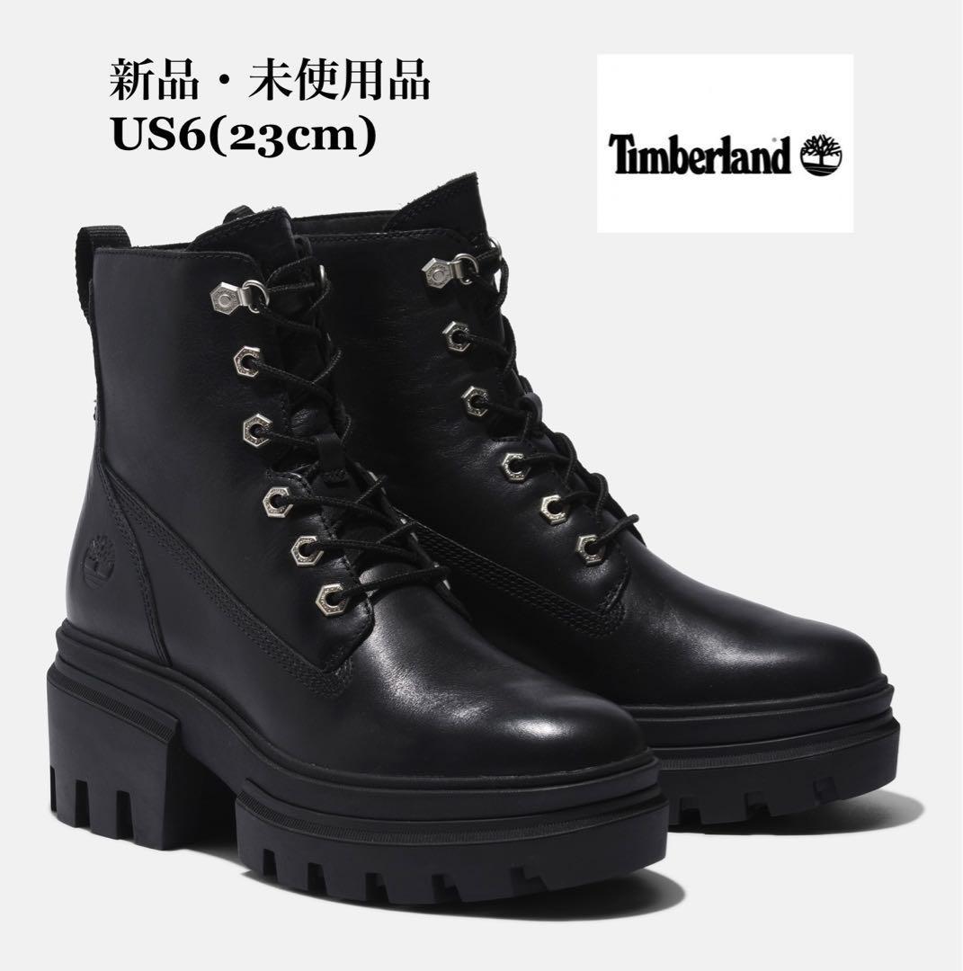 Timberland ティンバーランド EVERLEIGH 6 INCH LACE UP BOOT エヴァーリー 6インチ レースアップブーツ ブラック 厚底 23cm拍卖