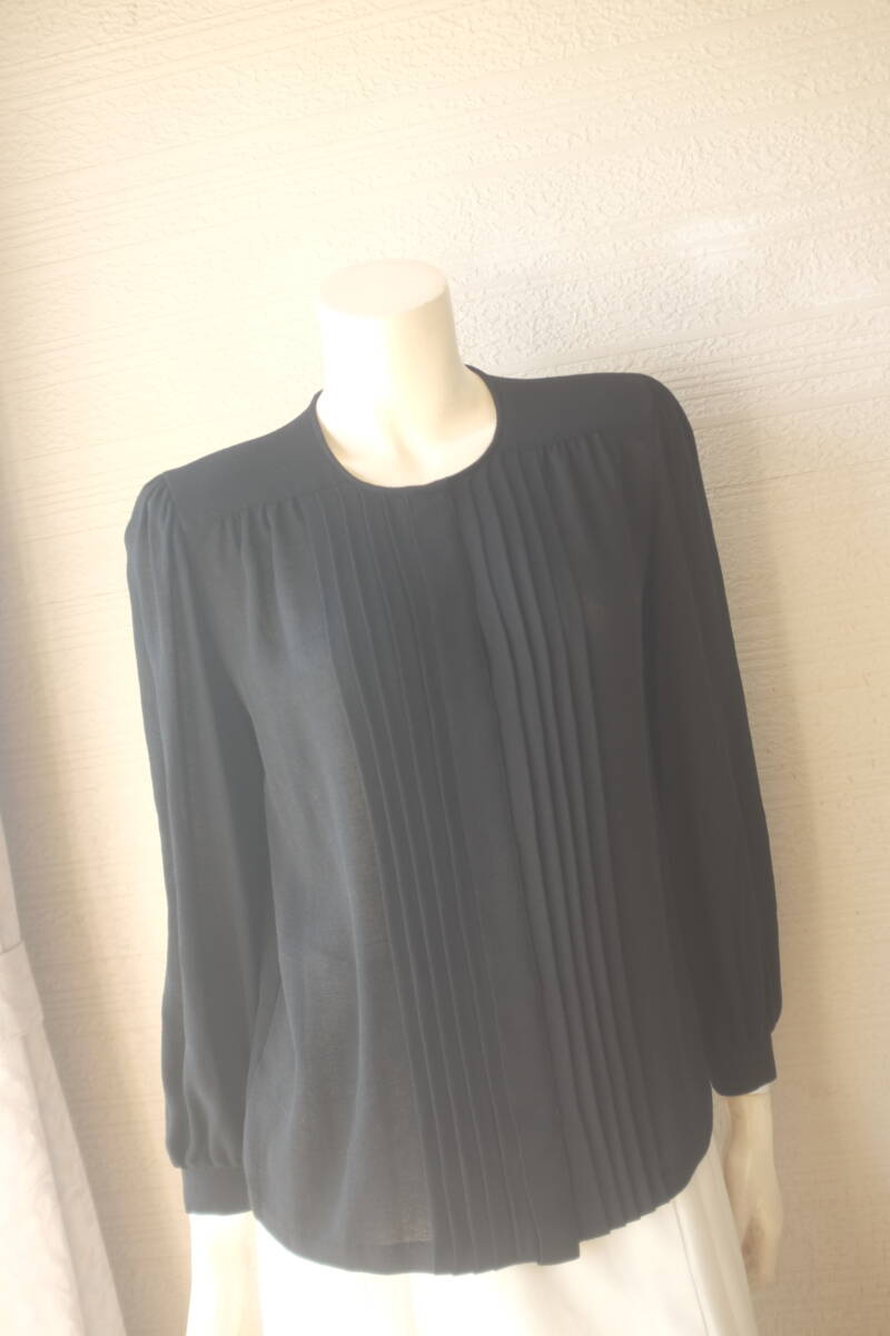 昭和ドレス*SHOWA DRESS★美品★ジャケットブラウス★ピンタック使い★黒★9号拍卖