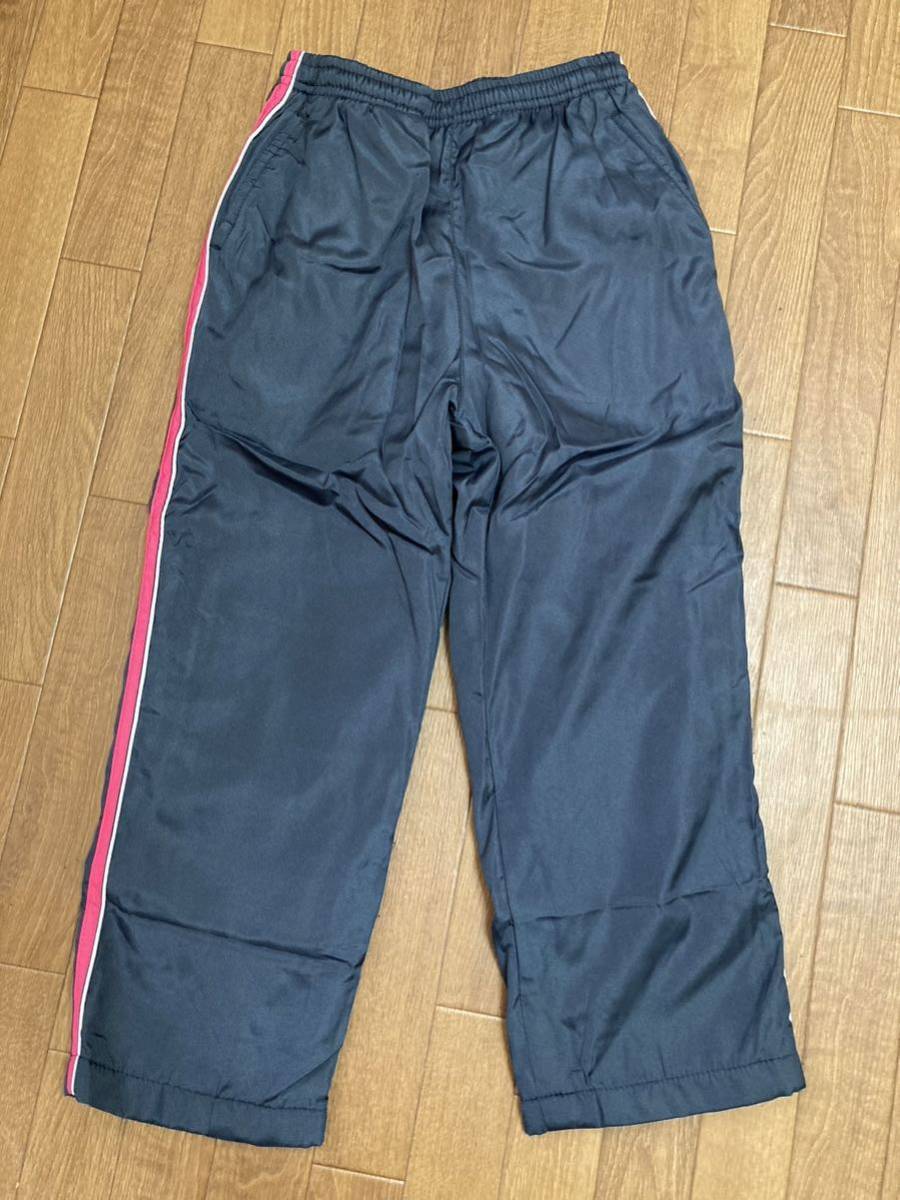 新品★防寒裏フリースあったかパンツ シャカシャカ★ネイビーXピンクライン★140拍卖
