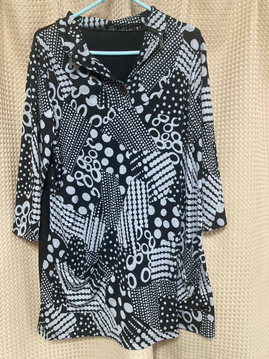 新品SOUVERAIN 黒水玉七分袖チュニックM拍卖