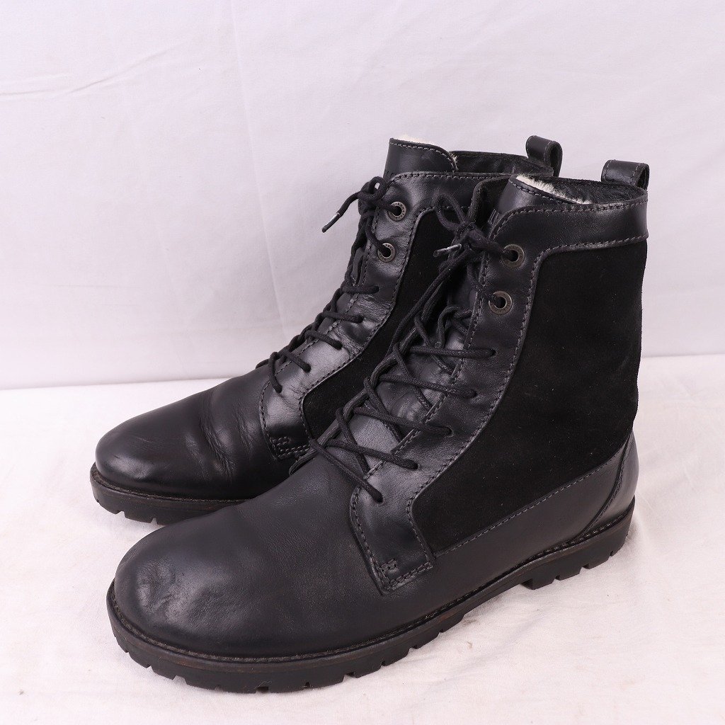 ビルケンシュトック 26.5cm/41 ナロー幅 ブラック レザー×スエード 内ボア ブーツ 黒 メンズ BIRKENSTOCK 中古 古着 bk1951拍卖
