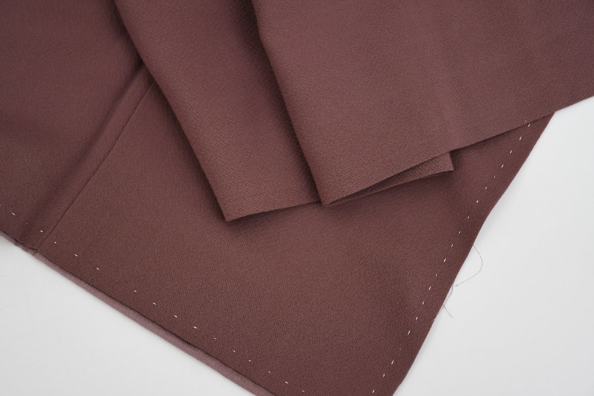 色無地 パーティー 披露宴 縮緬 紅消鼠 お茶会 身丈155cm 裄丈65cm ★着物 ia-858 桜庭呉服店拍卖