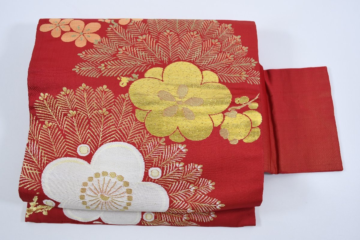 名古屋帯 アンティーク 梅 花 帯丈334cm ★着物屋 ne-7783 桜庭呉服店拍卖