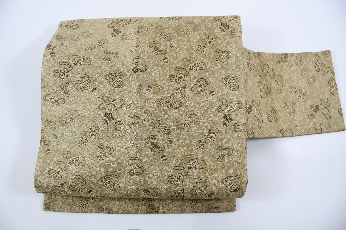 名古屋帯 アンティーク 宝尽くし 帯丈341cm ★着物屋 ne-7820 桜庭呉服店拍卖