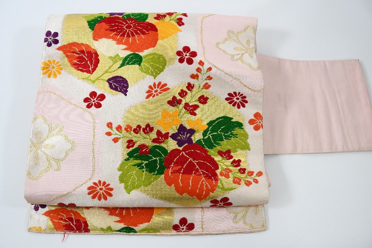 名古屋帯 アンティーク 桐 花 帯丈342cm ★着物屋 ne-8057 桜庭呉服店拍卖