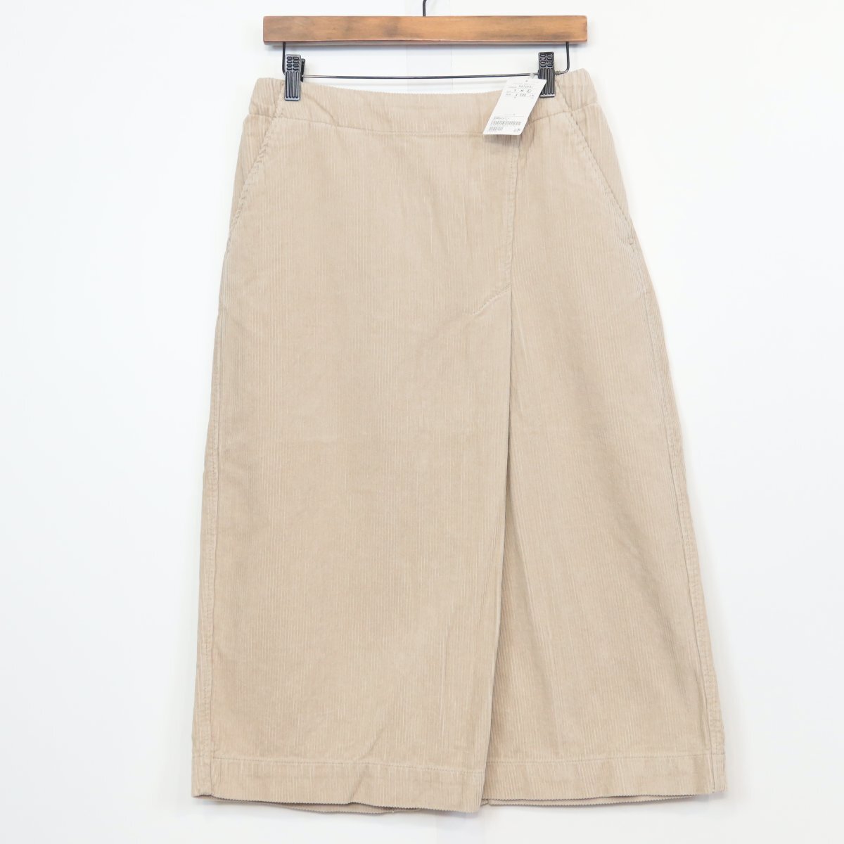 【新品・4500円のタグ付】コーエン★タック入りスカート コーデュロイ 大きいサイズL ウエスト後ろゴム コットン100!濃いベージュ系 Z6330拍卖