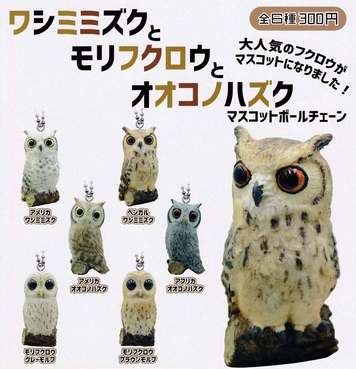ワシミミズクとモリフクロウとオオコノハズク マスコットボールチェーン 全6種セット拍卖