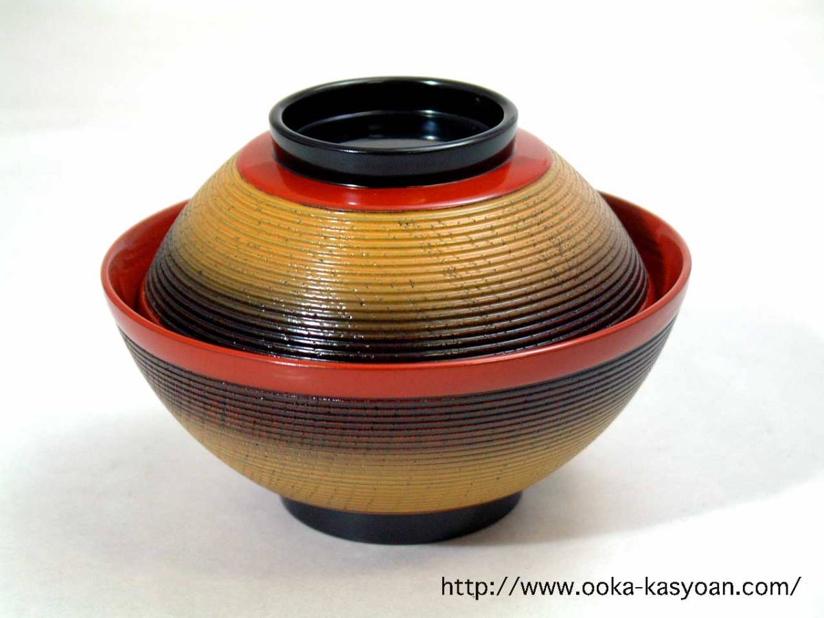 ■漆器 茶道具 嘉匠菴.com「山中塗信斎作 蜆椀 欅 ぼかし塗」 1客売り 拍卖