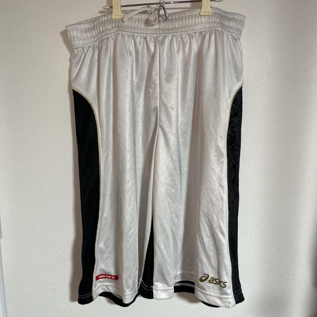 アシックス メンズ バスケットパンツ バスパン 白×黒 XL ホワイト ブラック拍卖