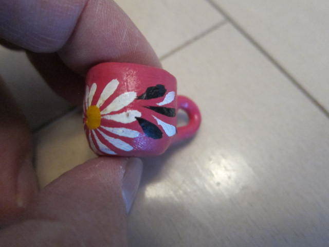 メキシコ ハンドメイド コーヒーカップ アクセサリー キーホルダー フラワー 花 ピンク メキシカン チャーム ペンダント拍卖