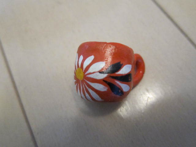 メキシコ ハンドメイド コーヒーカップ アクセサリー キーホルダー フラワー 花 オレンジ メキシカン チャーム ペンダント 拍卖