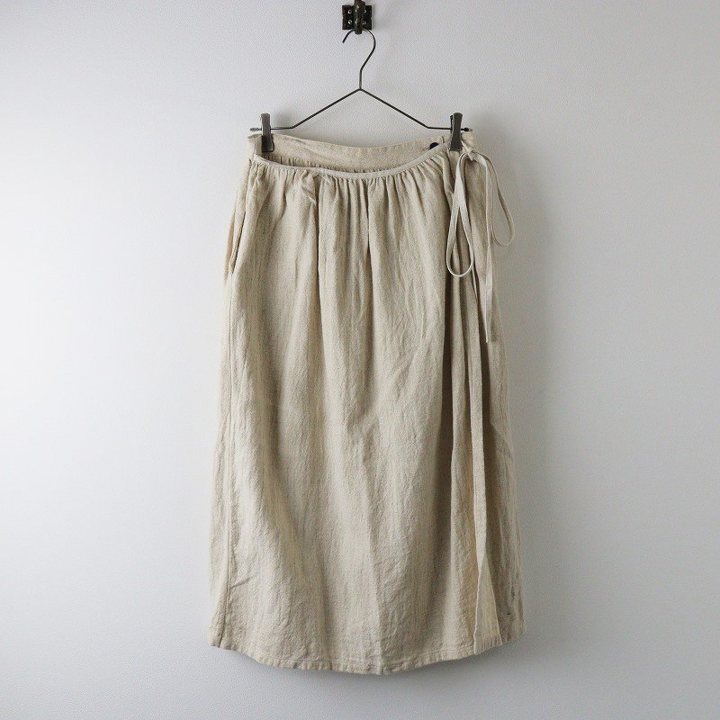 イクナ スズキタカユキ ikkuna suzuki takayuki リネンウール ラップスカート 1/キナリベージュ 麻毛 ロング【2400013754019】拍卖
