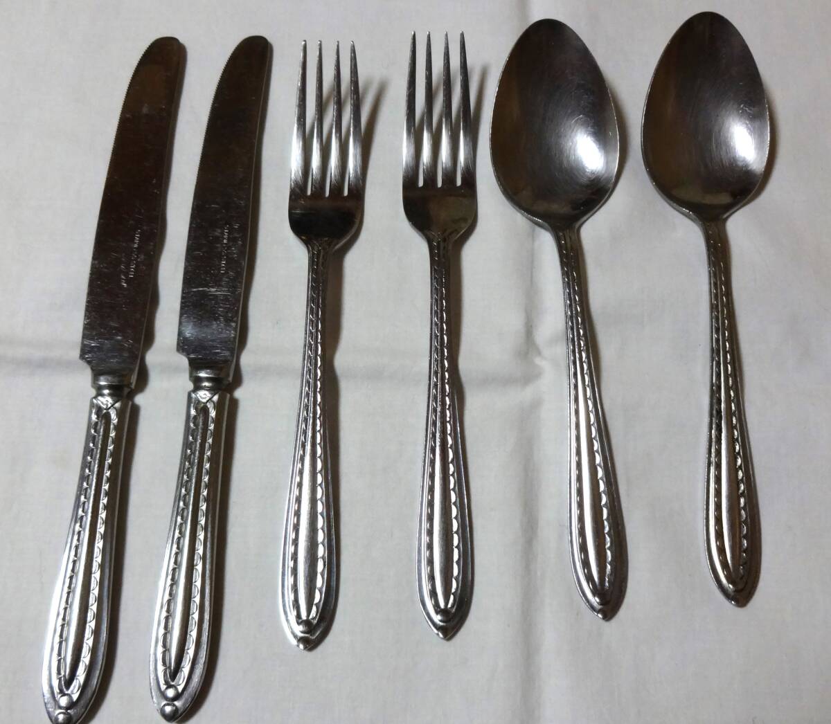 USED!ステンレス製スプーン・ナイフ・フォーク各2本、SHINKO製拍卖