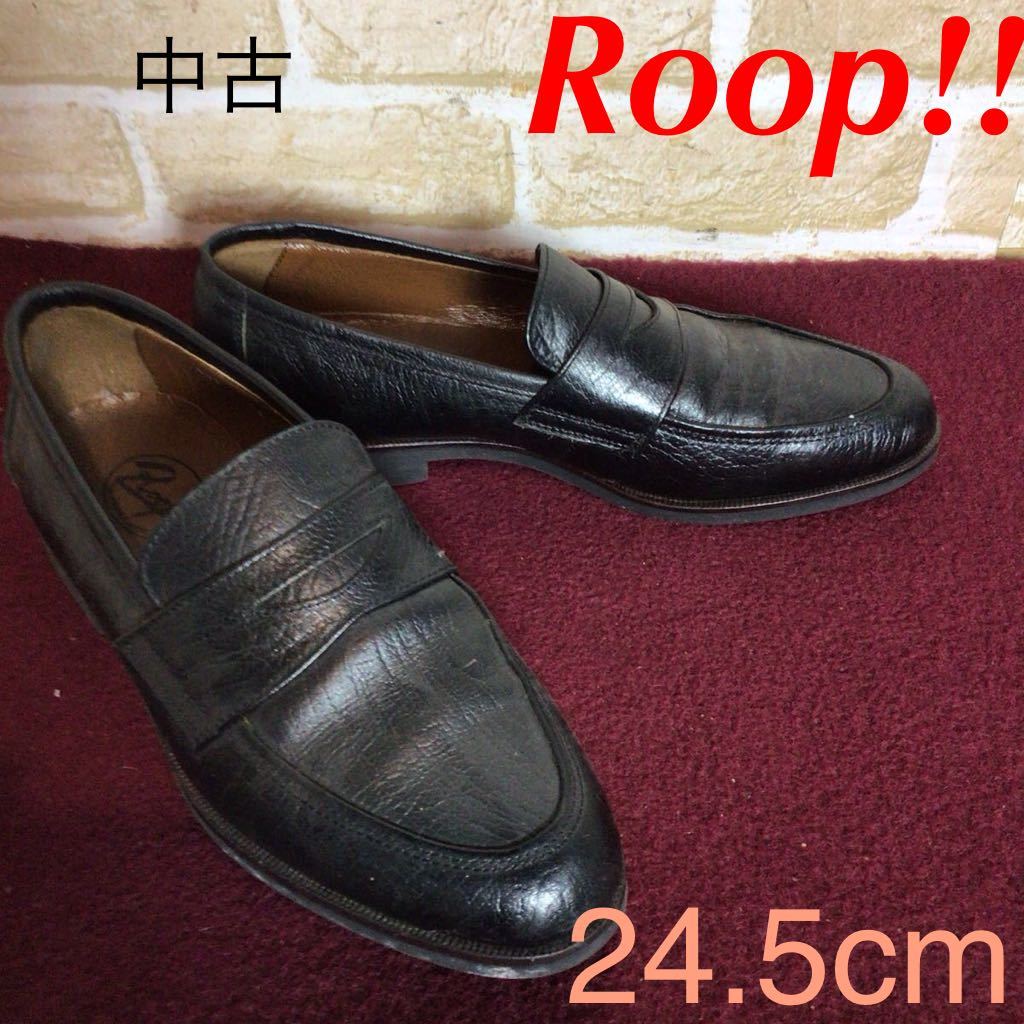 【売り切り!送料無料!】A-349 Roop!!ローファー!ビジネスシューズ!24.5cm!黒!ブラック!仕事!通勤!ビジネス!冠婚葬祭!中古!拍卖