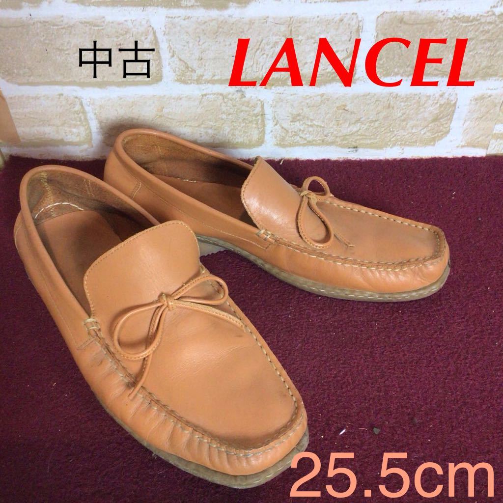 【売り切り!送料無料!】A-351 LANCEL!モカシン!25.5cm!キャメル!ライトブラウン!スリッポン!おしゃれ!中古!拍卖