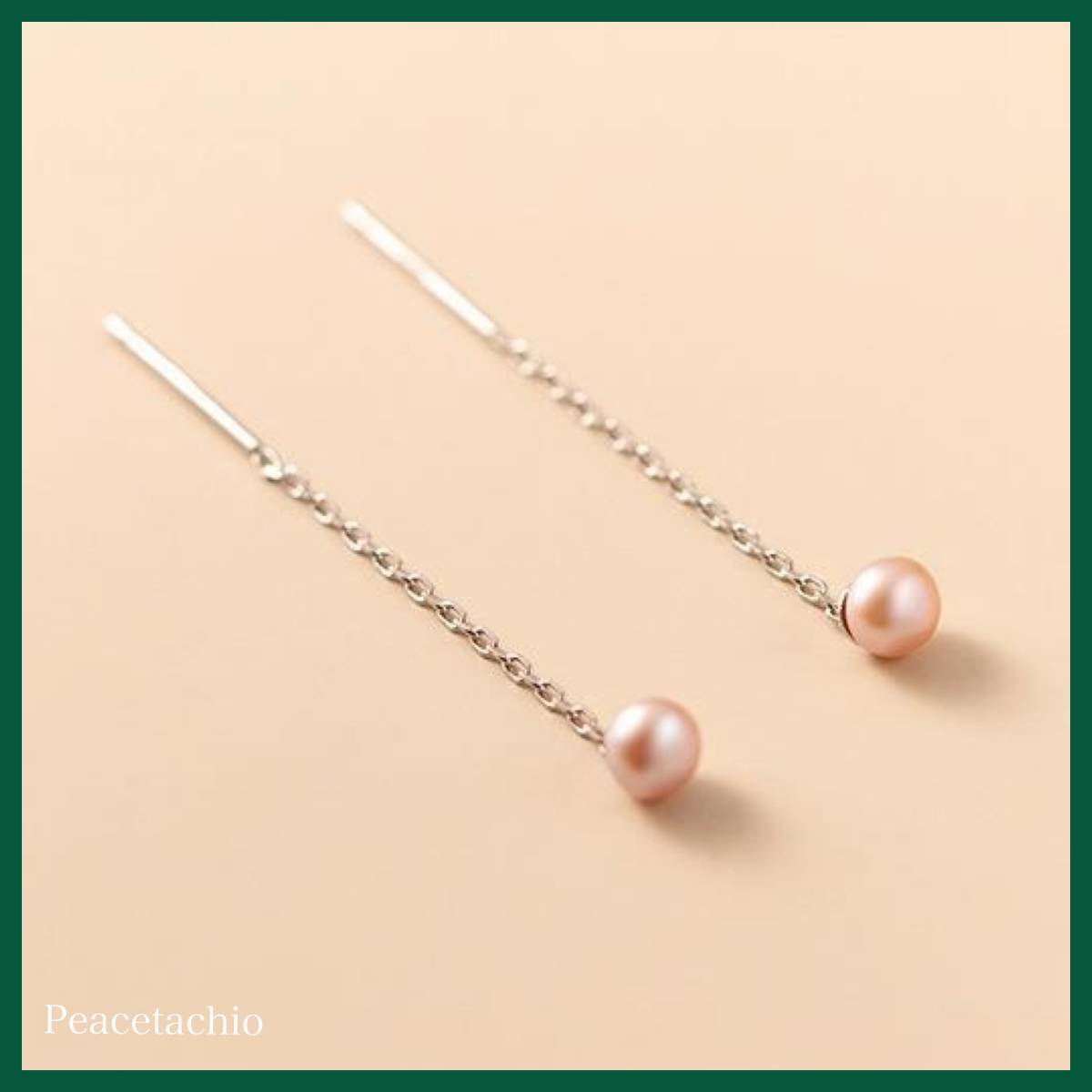 ピアス Silver925 シルバー 淡水パール チェーン パープル アレルギー プレゼント ギフト ケース付き拍卖