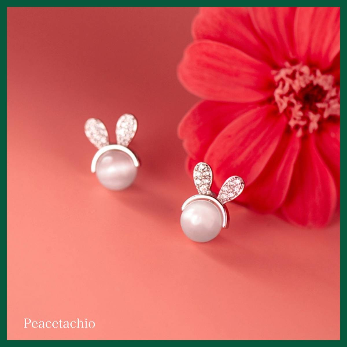 ピアス Silver925 シルバー うさぎ キャッツアイ調 アレルギー対応 プレゼント ギフト ケース付き拍卖