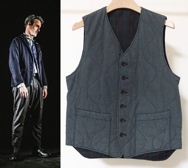 Engineered Garments エンジニアードガーメンツ Reversible Vest Windowpane Taffeta リバーシブル ベスト XS拍卖