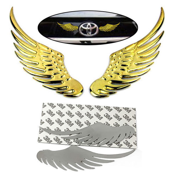 エンブレム カスタム ステッカー デカール プレート 3D 立体 羽 翼 ゴールド 送料無料拍卖