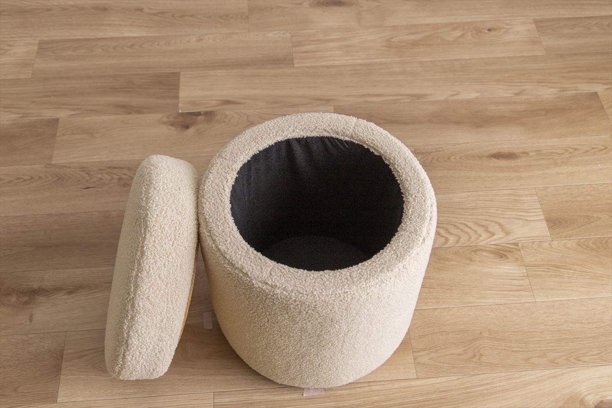 スツール ドレッサースツール 鏡台の椅子 収納付きスツール 幅36cm 布ベージュ色拍卖