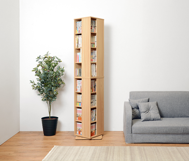 コミックラック 8段 マンガ本収納 回転コミックラック 省スペース ナチュラル色拍卖