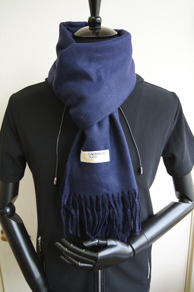 カシミア100%英国”ストール”新作ネイビー〇*:..azu00men拍卖